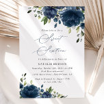 Invitation Fleurs bleues de la Marine, Vert, Boho, Sweet 16<br><div class="desc">Invitations amis et famille dans le style et donner le ton pour votre journée spéciale avec cette charmante invitation d'anniversaire. Le design présente des fleurs d'aquarelle bleu marine et de la verdure sur l'arrière - plan blanc.</div>