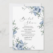 Invitation Fleurs bleues de marine et Fête des mariées feuill (Devant)