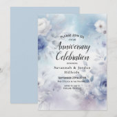 Invitation Fleurs bleues douces et anniversaire de purée de l (Devant / Derrière)