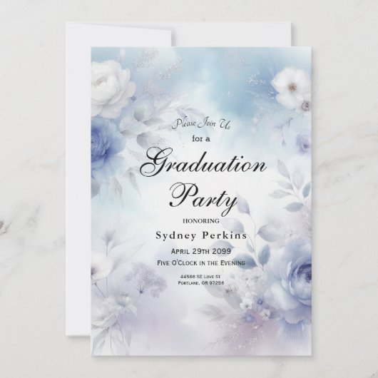 Invitation Fleurs bleues douces et purée de lavande (Devant)