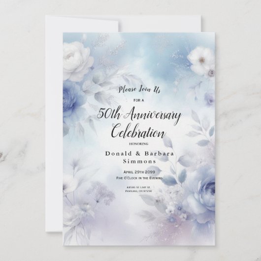 Invitation Fleurs bleues douces et purée de lavande (Devant)