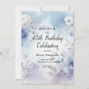 Invitation Fleurs bleues douces et purée de lavande