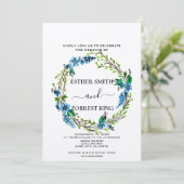 Invitation Fleurs Bleues Élégantes Baies Violettes Mariage Fl (Debout devant)