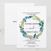 Invitation Fleurs Bleues Élégantes Baies Violettes Mariage Fl (Devant / Derrière)