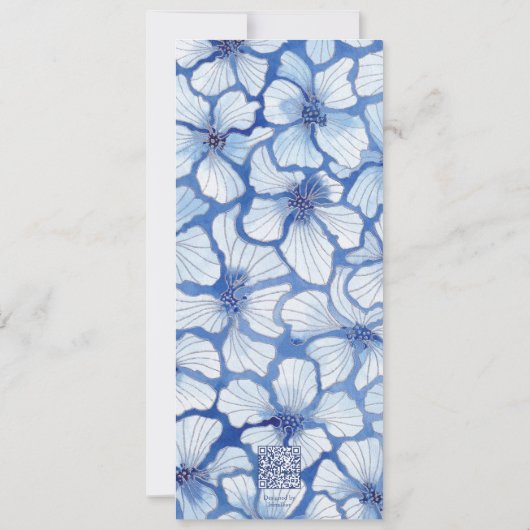 Invitation Fleurs bleues élégantes Enregistrer la date (Dos)