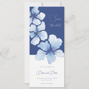 Invitation Fleurs bleues élégantes Enregistrer la date