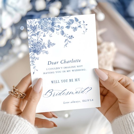 Invitation Fleurs Bleues Élégantes Serez-Vous Ma Femme D'Accu