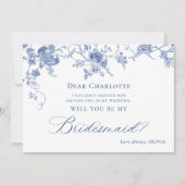 Invitation Fleurs Bleues Élégantes Serez-Vous Ma Femme D'Accu (Devant)