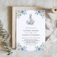 Fleurs Bleues et Blanches Ancre Naissance Mariage 