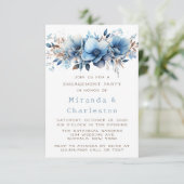 Invitation Fleurs bleues et blanches chic pour la fête de fia (Debout devant)