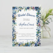Invitation Fleurs Bleues et Blanches Fête de Mariage Blanche (Debout devant)