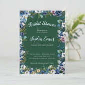 Invitation Fleurs bleues et blanches Fête de mariage verte (Debout devant)