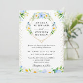 Invitation Fleurs bleues et marguerites Mariage de couronne (Debout devant)