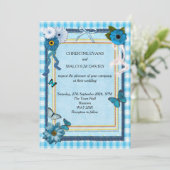 Invitation Fleurs bleues et papillons (Debout devant)