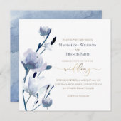 Invitation fleurs bleues fleurissent | MARIAGE (Devant / Derrière)
