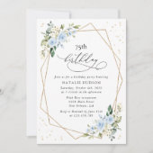 Invitation Fleurs bleues, Fleurs blanches, Verdure, Anniversa (Devant)
