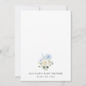 Invitation Fleurs bleues, Fleurs blanches, Verdure, Baby Show (Dos)