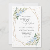 Invitation Fleurs bleues, Fleurs blanches, Verdure, Mariage (Devant)