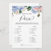 Invitation Fleurs bleues Floral Ce qui est dans votre sac à m (Devant / Derrière)