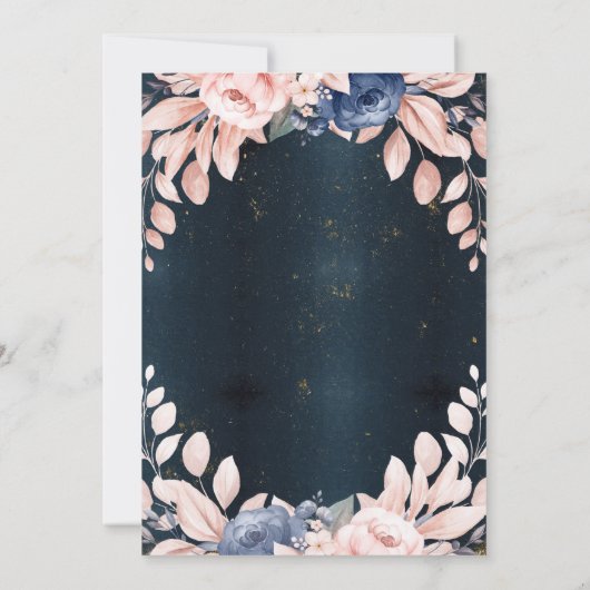 Invitation Fleurs Bleues, Frame Retraite Bleu Bleu Foncé (Dos)