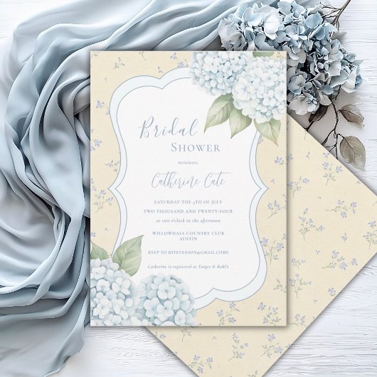 Invitation Fleurs bleues Hydrangea bleue Mariage Floral 
