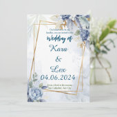 Invitation Fleurs Bleues magnifiques avec encadrement à Accen (Debout devant)