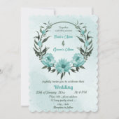 Invitation fleurs bleues mariage (Devant)