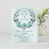 Invitation fleurs bleues mariage (Debout devant)