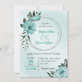 Invitation fleurs bleues mariage (Devant)