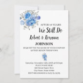 Invitation Fleurs bleues Mariage Anniversaire de renouvelleme (Devant)