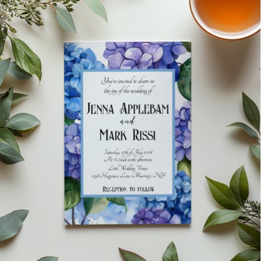 Invitation Fleurs bleues Mariage floral