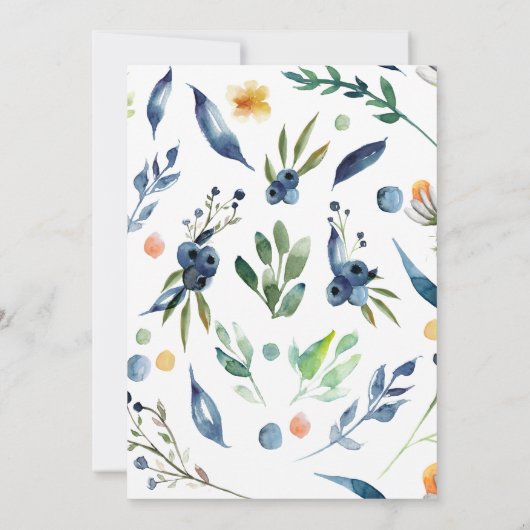 Invitation Fleurs bleues Mariage Vow Renouvellement Invitatio (Dos)