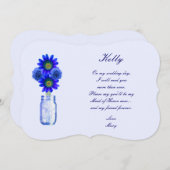 Invitation Fleurs Bleues Mason Jar Maid Of Honor Card (Devant / Derrière)