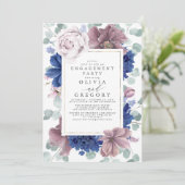 Invitation Fleurs bleues Mauve et Navy (Debout devant)