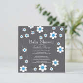 Invitation Fleurs bleues modernes Baby shower Floral Boys (Debout devant)