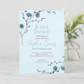 Invitation Fleurs bleues modernes Fête des mariées bleu clair (Debout devant)