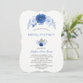 Invitation Fleurs bleues modernes Tea Party de mariée (Debout devant)