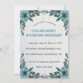 Invitation Fleurs bleues modifiables sur le bois gris Anniver (Devant)