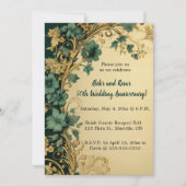 Invitation Fleurs bleues modifiables Tourbillons dorés Annive (Devant)