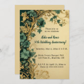 Invitation Fleurs bleues modifiables Tourbillons dorés Annive (Devant / Derrière)