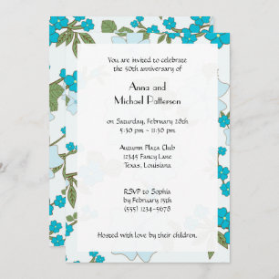 Invitation Fleurs Bleues, Motif De Fleurs, Anniversaire