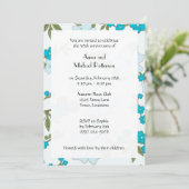 Invitation Fleurs Bleues, Motif Floral, Anniversaire (Debout devant)