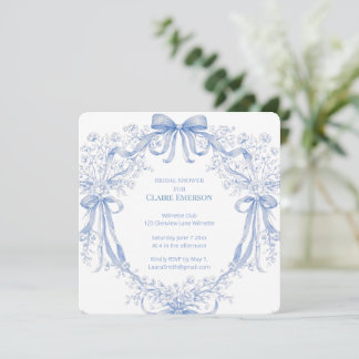 Invitation Fleurs bleues myosotis et rubans fluides