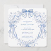 Invitation Fleurs bleues myosotis et rubans fluides (Devant)