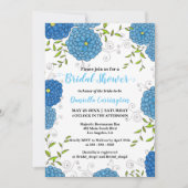 Invitation Fleurs bleues ornées et Fête des mariées Feuille v (Devant)