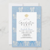 Invitation Fleurs Bleues Pâles Photo Fête de Remise de Diplôm (Dos)