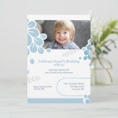 Invitation Fleurs Bleues Photo (Debout devant)