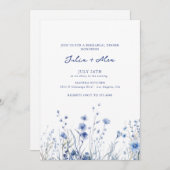 Invitation Fleurs bleues poussiéreuses | Dîner de répétition (Devant / Derrière)