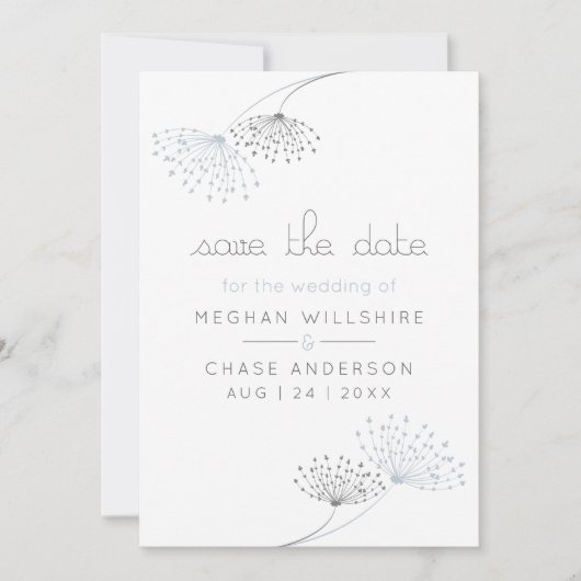 Invitation Fleurs bleues poussiéreuses simples (Devant)