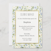 Invitation Fleurs Bleues Romantiques Anniversaire (Devant)